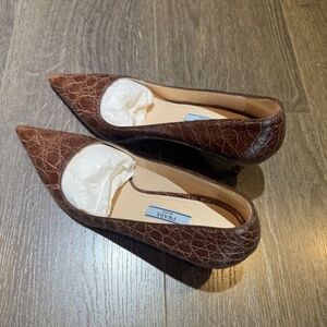 Prada Milano Brown Croc Embossed Heels